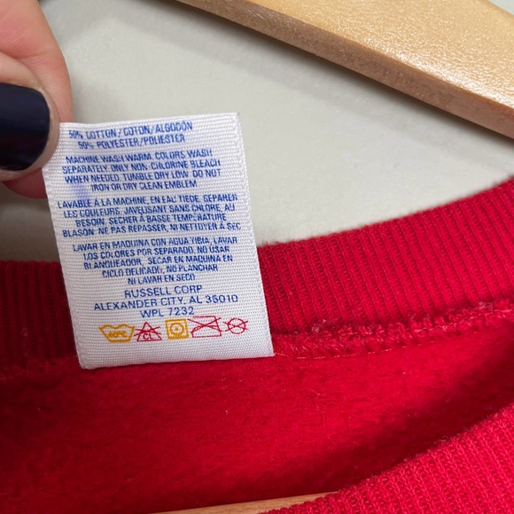 Vintage Jerzees Blank Long Sleeve Crew Neck Made in USA Red L - Picture 4 of 6